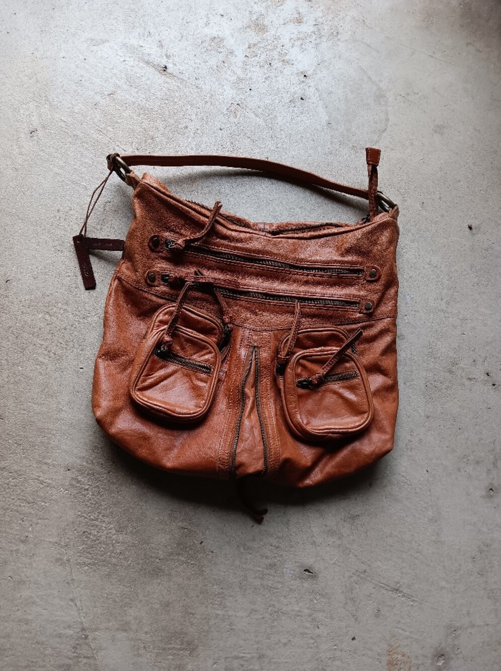 Tano LARGE LEATHER Hobo Bag, Cognac Brown Shoulder bag, Hobo bag,